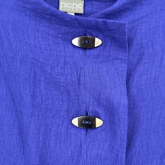 Niche Nilgun Derman Blue Button Front Tunic Top Artistic Lagenlook - Picture 5 of 10